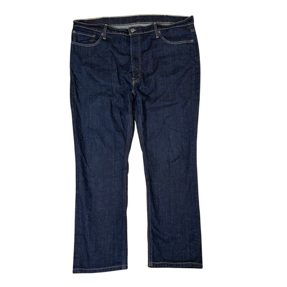 Levi Strauss Mens Dark Wash Indigo Straight Leg Denim Jeans Blue 42x27